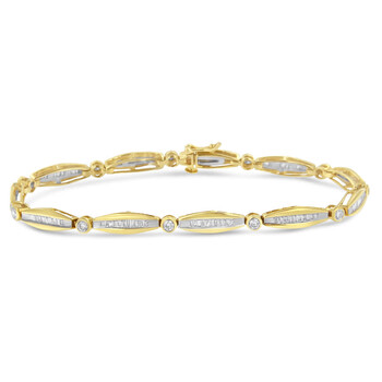 Vòng tay Haus Of Brilliance 14K Yellow Gold 1 1/2Ct Tdw Diamond Bezel And Link Tennis Bracelet (H-I