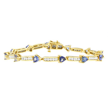 Vòng tay Haus Of Brilliance 14K Yellow Gold 1 1/8Ct Tdw Diamond And Tanzanite Tennis Bracelet (H-I