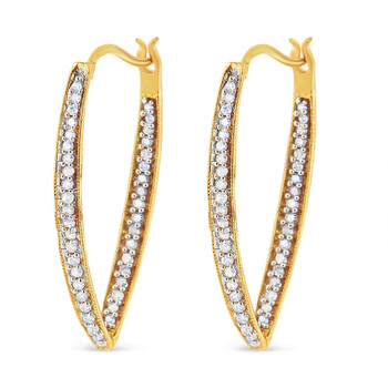 Bông tai Haus Of Brilliance 14K Yellow Gold 1/2 Cttw Diamond Inside Out Hoop Earrings For Women (I-J Color