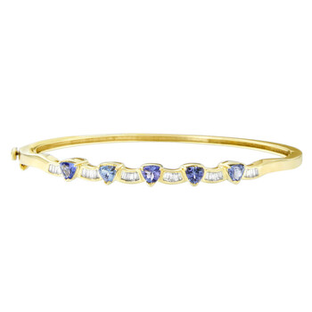 Vòng tay Haus Of Brilliance 14K Yellow Gold 1/3Ct. Tdw Baguette-Cut Diamond And Tanzanite Bangle (H-I