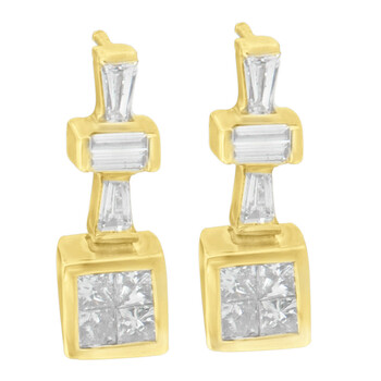 Bông tai Haus Of Brilliance 14K Yellow Gold 1/3Ct.Tdw Diamond Hoop Earrings (G-H