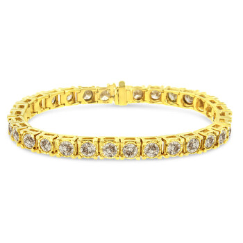 Vòng tay Haus Of Brilliance 14K Yellow Gold 10.0 Cttw Round-Brilliant Diamond Classic 7" Tennis Bracelet (J-K Color