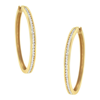 Bông tai Haus Of Brilliance 14K Yellow Gold 1Ct Tdw Diamond Hoop Earrings (I-J