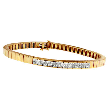 Vòng tay Haus Of Brilliance 14K Yellow Gold 1Ct. Tdw Princess Cut Diamond Banded Bracelet (G-H