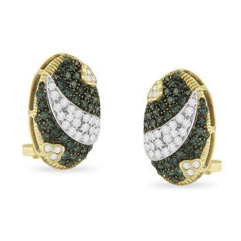 Bông tai Haus Of Brilliance 14K Yellow Gold 2 1/4 Ct Tdw Treated Blue And White Diamond Shield Huggy Earrings (Blue