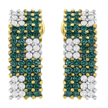Bông tai Haus Of Brilliance 14K Yellow Gold 2Ct. Tdw White And Treated Blue Diamond Earrings (H-I