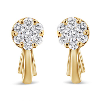 Bông tai Haus Of Brilliance 14K Yellow Gold 3/4 Cttw Diamond Floral Cluster Drop And Dangle Stud Earrings (H-I Color