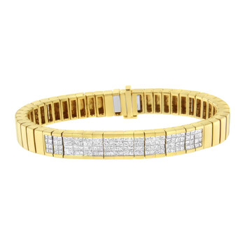 Vòng tay Haus Of Brilliance 14K Yellow Gold 3 5/8 Cttw Invisible Set Princess-Cut Diamond Id Tennis Bracelet (I-J Color