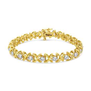 Haus Of Brilliance 14K Yellow Gold 4.0 Cttw "X"-Link Round-Cut Diamond Bracelet (I-J Color, Si2-I1 Clarity) - Size 7.25 1 Vòng tay Haus Of Brilliance 14K Yellow Gold 4.0 Cttw "X"-Link Round-Cut Diamond Bracelet (I-J Color