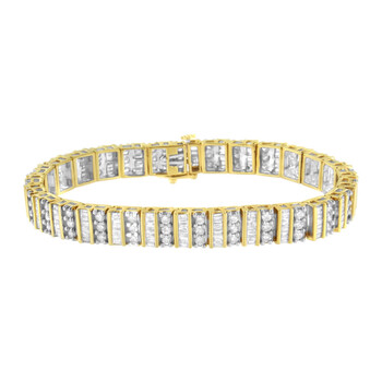 Haus Of Brilliance 14K Yellow Gold 5 1/2Ct. Tdw Round And Baguette-Cut Diamond Bracelet (H-I,I1-I2) 2 Vòng tay Haus Of Brilliance 14K Yellow Gold 5 1/2Ct. Tdw Round And Baguette-Cut Diamond Bracelet (H-I