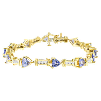 Vòng tay Haus Of Brilliance 14K Yellow Gold 5 1/7Ct. Tdw Round-Cut Diamond And Tanzanite Bracelet (H-I