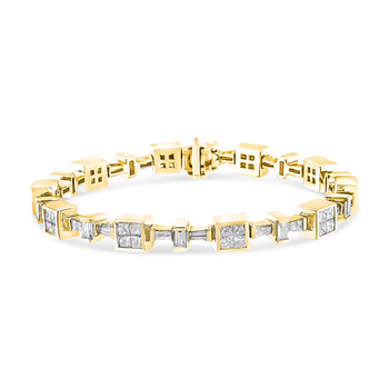 Haus Of Brilliance 14K Yellow Gold 6 3/4 Cttw Princess And Baguette-Cut Diamond Tennis Bracelet (H-I Color, Vs2-Si1 Clarity) - Size 7 1 Vòng tay Haus Of Brilliance 14K Yellow Gold 6 3/4 Cttw Princess And Baguette-Cut Diamond Tennis Bracelet (H-I Color