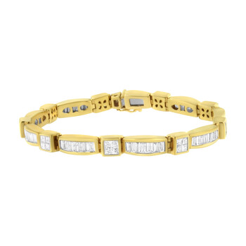 Vòng tay Haus Of Brilliance 14K Yellow Gold 7 1/2Ct. Tdw Baguette And Princess-Cut Diamond Bracelet (H-I