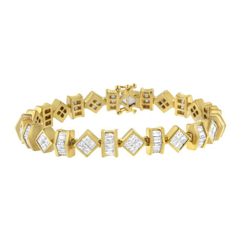 Vòng tay Haus Of Brilliance 14K Yellow Gold 7 1/2Ct. Tdw Princess And Baguette Cut Diamond Modern Link Bracelet (G-H