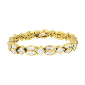 Vòng tay Haus Of Brilliance 14K Yellow Gold 8 1/5Ct. Tdw Princess And Baguette Cut Diamond Geo-Twist Bracelet (G-H