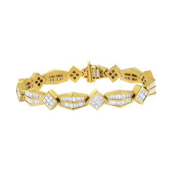 Vòng tay Haus Of Brilliance 14K Yellow Gold 9 3/8Ct.Tdw Princess And Baguette Cut Diamond Bold Link Bracelet (G-H