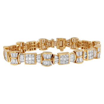 Vòng tay Haus Of Brilliance 14K Yellow Gold 9 7/8Ct. Tdw Princess And Baguette Cut Diamond Love Bows Bracelet (G-H