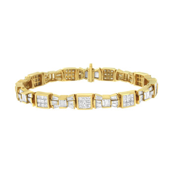 Vòng tay Haus Of Brilliance 14K Yellow Gold 9 Ct. Tdw Princess And Baguette Cut Diamond Bracelet (G-H