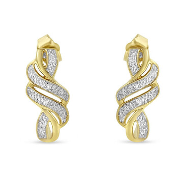 Bông tai Haus Of Brilliance 14K Yellow Gold .925 Sterling Silver Diamond Accent Cross Over And Swirl Dangle Drop Earrings (I-J Color