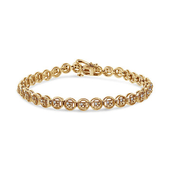 Haus Of Brilliance 14K Yellow Gold Plated .925 Sterling Silver 1/10 Cttw Diamond Open Circle Wheel Link 7" Tennis Bracelet 1 Vòng tay Haus Of Brilliance 14K Yellow Gold Plated .925 Sterling Silver 1/10 Cttw Diamond Open Circle Wheel Link 7" Tennis Bracelet chính hãng