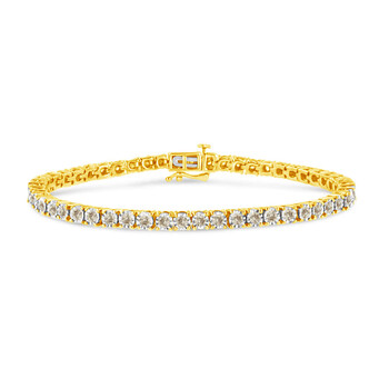 Vòng tay Haus Of Brilliance 14K Yellow Gold Plated .925 Sterling Silver 3.0 Cttw Miracle-Set Diamond Tennis Bracelet - 7.25" chính hãng