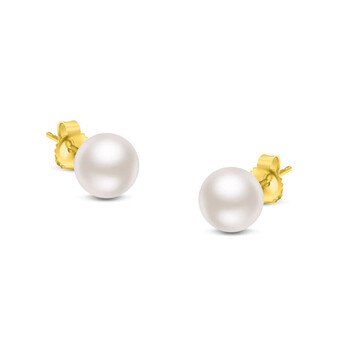 Bông tai Haus Of Brilliance 14K Yellow Gold Round Freshwater Akoya Cultured 7-7.5Mm Pearl Stud Earrings Aaa+ Quality