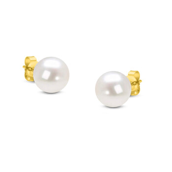 Bông tai Haus Of Brilliance 14K Yellow Gold Round Freshwater Akoya Cultured 8-8.5Mm Pearl Stud Earrings Aaa+ Quality