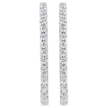 Bông tai Haus Of Brilliance 14Kt White Gold 2Ct Tdw Diamond Hoop Earrings (I-J