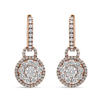 Haus Of Brilliance 18K Rose Gold 1 1/2 Cttw Round Shaped Diamond Composite Drop And Dangle Leverback Earrings (F-G Color, Vs1-Vs2 Clarity) 2 Bông tai Haus Of Brilliance 18K Rose Gold 1 1/2 Cttw Round Shaped Diamond Composite Drop And Dangle Leverback Earrings (F-G Color