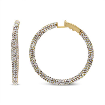 Bông tai Haus Of Brilliance 18K Rose Gold 6.90 Cttw Pave Set Diamond Inside Out Eternity Hoop Earrings (F-G Color