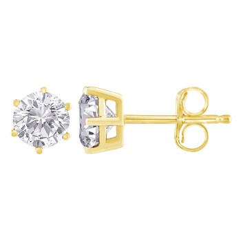Bông tai Haus Of Brilliance 18K Yellow Gold 1 1/2Ct Tdw Diamond Solitaire Stud Earrings (H-I
