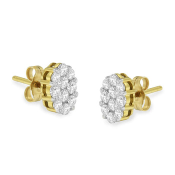 Haus Of Brilliance 18K Yellow Gold 1Ct. Tdw Flower Diamond Stud Earrings (H-I,I1-I2) 1 Bông tai Haus Of Brilliance 18K Yellow Gold 1Ct. Tdw Flower Diamond Stud Earrings (H-I