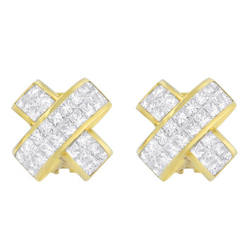 Haus Of Brilliance 18K Yellow Gold 3 3/4Ct. Tdw Princess-Cut Diamond Earrings (G-H,Vs1-Vs2) 2 Bông tai Haus Of Brilliance 18K Yellow Gold 3 3/4Ct. Tdw Princess-Cut Diamond Earrings (G-H