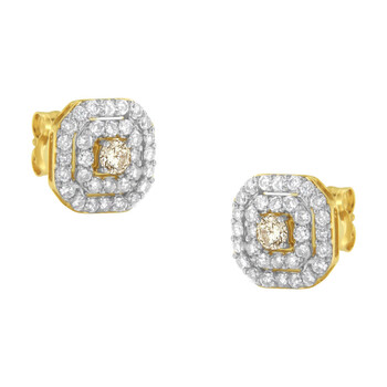Haus Of Brilliance 2 Micron 10K Yellow Gold Plated Sterling Silver 1Ct Tdw Diamond Square Stud Earrings (I2-I3,J-K) 2 Bông tai Haus Of Brilliance 2 Micron 10K Yellow Gold Plated Sterling Silver 1Ct Tdw Diamond Square Stud Earrings (I2-I3