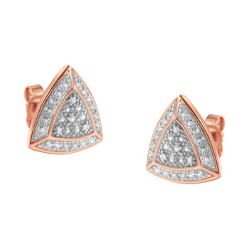 Bông tai Haus Of Brilliance 2 Micron 14K Rose Gold Plated Sterling Silver 1/25Ct Tdw Round Diamond Stud Earrings (H-I
