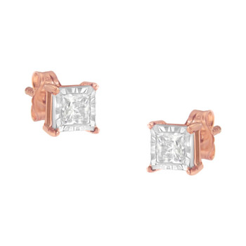 Bông tai Haus Of Brilliance 2 Micron 14K Rose Gold Plated Sterling Silver 1/2Ct. Tdw Diamond Miracle Stud Earrings (J-K