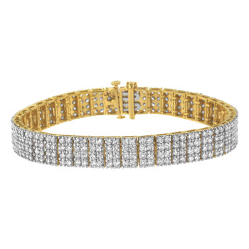 Vòng tay Haus Of Brilliance 2 Micron 14K Yellow Gold Plated Sterling Silver 10Ct. Tdw Diamond Tennis Bracelet (K-L