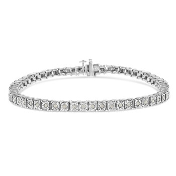 Vòng tay Haus Of Brilliance .925 Sterling Silver 1.0 Cttw Diamond Square Frame Miracle-Set Tennis Bracelet (I-J Color
