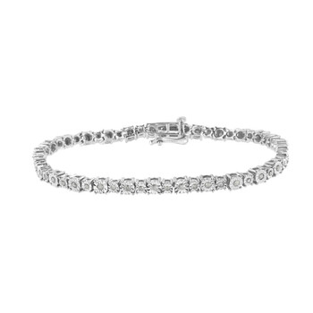 Vòng tay Haus Of Brilliance .925 Sterling Silver 1.0 Cttw Miracle-Set Diamond Alternating Graduated Link Tennis Bracelet (I-J Color