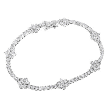 Haus Of Brilliance .925 Sterling Silver 1.0 Cttw Miracle-Set Diamond Floral Station Tennis Bracelet (I-J Color, I3 Clarity) 1 Vòng tay Haus Of Brilliance .925 Sterling Silver 1.0 Cttw Miracle-Set Diamond Floral Station Tennis Bracelet (I-J Color
