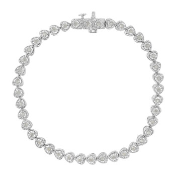 Vòng tay Haus Of Brilliance .925 Sterling Silver 1.0 Cttw Miracle Set Diamond Heart-Link 7" Tennis Bracelet (I-J Color
