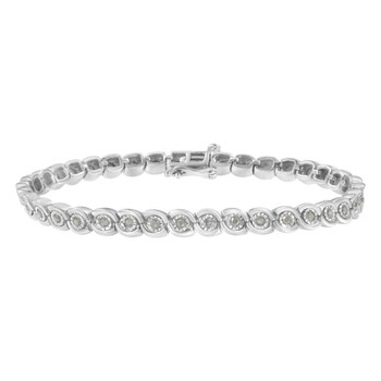 Vòng tay Haus Of Brilliance .925 Sterling Silver 1.0 Cttw Miracle Set Diamond Spiraling Bezel Link Bracelet(I-J Color