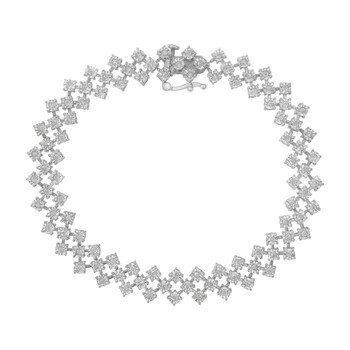 Vòng tay Haus Of Brilliance .925 Sterling Silver 1.0 Cttw Miracle Set-Round Diamond "Zig Zag" Link Bracelet (I-J Color