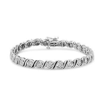 Vòng tay Haus Of Brilliance .925 Sterling Silver 1.0 Cttw Round Miracle Plate And "S" Link Tennis Bracelet (I-J Color
