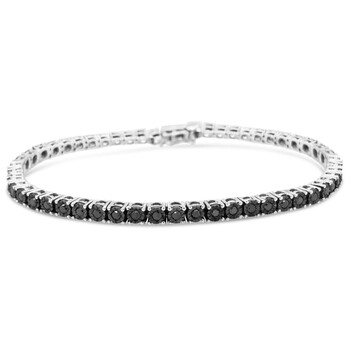 Vòng tay Haus Of Brilliance .925 Sterling Silver 1.0 Cttw Treated Black Diamond Round Miracle Plate Tennis Bracelet - 7.25" chính hãng