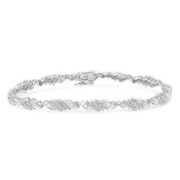 Vòng tay Haus Of Brilliance .925 Sterling Silver 1 1/2 Carat Tdw Pave And Channel-Set Diamond Link Bracelet (I-J