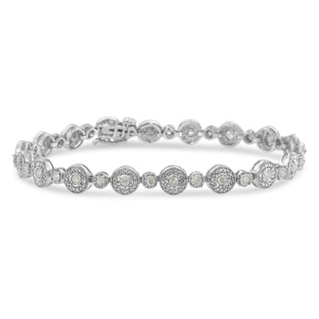 Vòng tay Haus Of Brilliance .925 Sterling Silver 1 1/3 Cttw Miracle Plate Set Diamond Alternating Link Bracelet (I-J Color