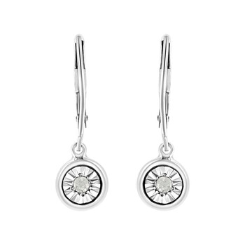 Bông tai Haus Of Brilliance .925 Sterling Silver 1/10 Cttw Bezel-Set Round-Cut Diamond Accent Dangle Earring (I-J Color