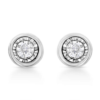 Haus Of Brilliance .925 Sterling Silver 1/10 Cttw Miracle-Set Diamond Circle Shape Stud Earrings (I-J Color, I2-I3 Clarity) 1 Bông tai Haus Of Brilliance .925 Sterling Silver 1/10 Cttw Miracle-Set Diamond Circle Shape Stud Earrings (I-J Color