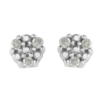 Bông tai Haus Of Brilliance .925 Sterling Silver 1/10 Cttw Prong Set Round-Cut Trio Diamond Stud Earrings (I-J Color